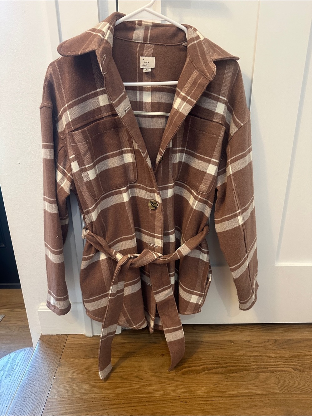 Women’s Mauve Plaid Belted Shacket Jacket